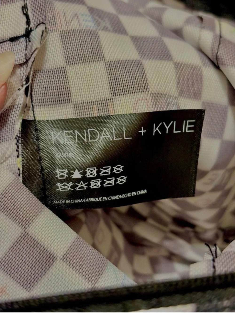 Kendall + Kylie Black & White Checkered Backpack Purse Adjustable Festival Rave